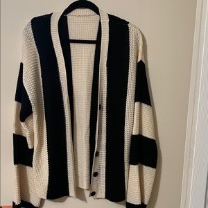 Amazon Black and Cream Striped Cardigan